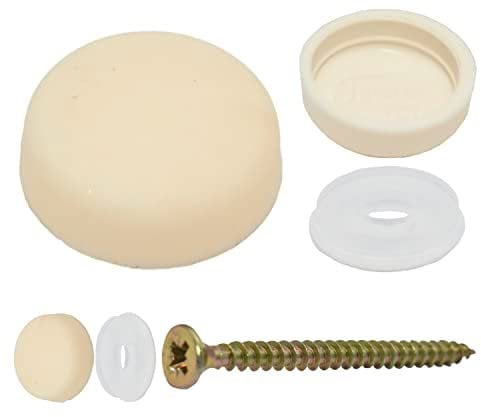 Snap-On Two Piece Dome Screw Cover Caps - Pack of 50 Large Gloss Caps & Bases : Antiue White