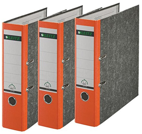 Leitz 310305025 Qualitäts-Ordner 180A mit Schlitzen A4 Breit, 3 Stück orange