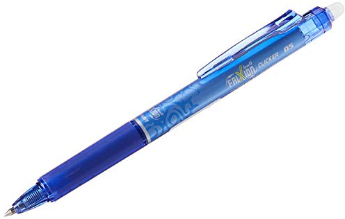 Pilot Frixion Clicker Retractable Erasable Rollerball 0.5 mm Tip - Blue, Pack of 12