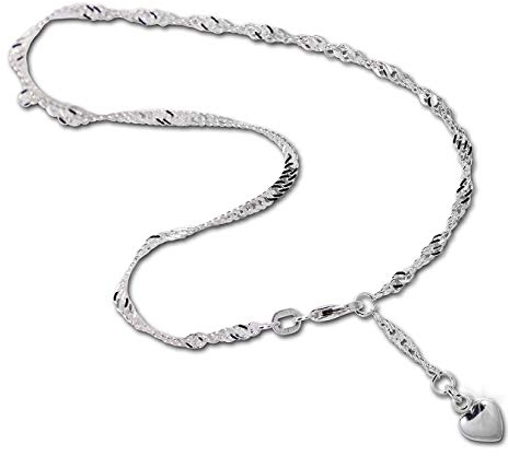 SilberDream Fußkette silber für Damen 925er Silberschmuck Herz 25cm SDF020I Silber Fußkette