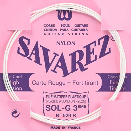 SAVAREZ - 529R CORDA SINGOLA SOL-G-3 CHITARRA CLASSICA Corda Singola per Chitarra Classica (SOL-G-3), a Tensione Forte, in Nylon, con Rivestimento in Plastica