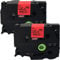 NEOUZA 2PK Compatible for Brother P-Touch Laminated TZe TZ 451 Label Tape 24mm x 8m (Black on Red)