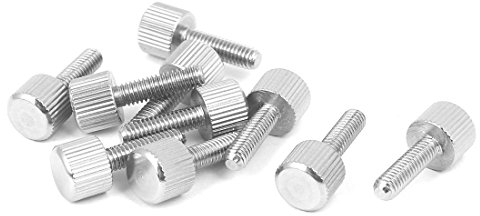 sourcing map 10pcs Computer PC Deckel Edelstahl Eben Kopf gerändelt Daumenschraube M4 x 14mm