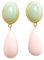 Leichte sehr große Ohr-Clips vergoldet Stein jade-grün Anhänger rosa tropfen-förmig Designer JUSTWIN Geburtstag Fest Party Geschenk stilvoll elegant