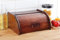 Wooden Bread Bin with Sliding Lid, Dense Wood, Dark Brown, Large
