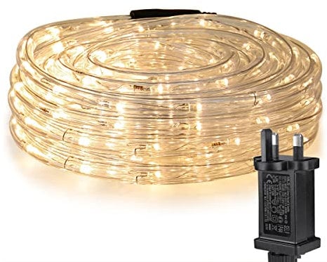 Lepro Outdoor Rope Lights Mains Powered, Connectable, 10m/33ft 240 LED Outdoor Garden Lights Plug in, Bright Warm White, Waterproof 10mm Thick Rope Lighting for Garden, Patio, Tree, Pathway, Christmas
