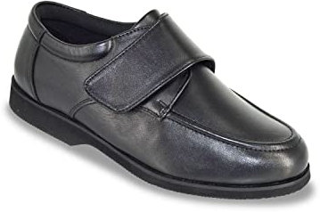 Chums Men's Wide Fit Touch Fasten Leather Shoe Black 8 UK
