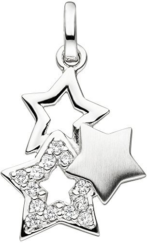 Anhänger 3 Sterne mit Zirkonia teilmattiert 925 Silber Silbersterne Sternchen