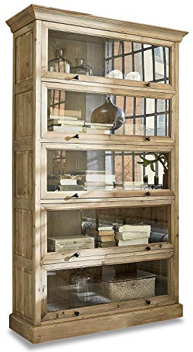 Loberon Schrank Stourbridge, fünf geräumige Fächer, Landhausstil Zauberhaftes Antik-Finish, klassisch-romantischer Look, Aufbewahrung, Tannenholz, Glas, antikbraun