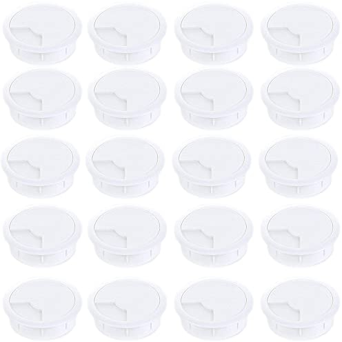 sossai® Kabeldurchführung KDM2 (20 Stück) | Kabeldurchlass/Schreibtischkanal für Schreibtische, Büro & Arbeitsplatten | Farbe: Weiß | Durchmesser: 60 mm | Material: Kunststoff