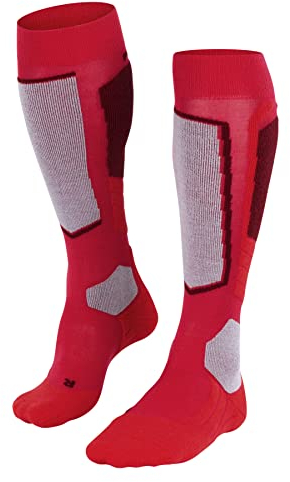 FALKE Damen Skisocken SK2 Intermediate Wool W Kh Wolle Funktionsmaterial warm dick 1 Paar, Rot Rose 8680, 37-38