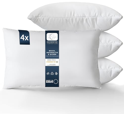 MOON Luxury Perkal 4er Pack Füllkissen 30x50 cm Innenkissen Sofakissen 100% Baumwolle fest gefüllt
