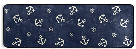 ALAZA Teppich mit Anker und Lenkrad im Vintage-Stil, rutschfest, für Flur, Eingangsbereich, Wohnzimmer, Schlafzimmer, Wohnheim, Heimdekoration, 183 x 61 cm