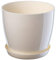 KADAX Élégant Pot de Fleurs, Pot à Plantes avec Soucoupe, Pot de Fleurs Rond, Pot de Fleurs en Plastique, Cache-Pot pour Fleurs, Pot de Fleurs Interieur Ø 12 cm Ivoire