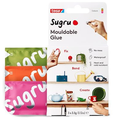 Sugru by tesa - Moldable Multi-Purpose Glue for Creative Fixing and Making, Pink, Orange and Green, 3 Piece