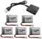 Lot de 5 batteries au lithium 3,7 V 300 mAh avec chargeur 5 en 1 pour drone JJRC H36 E010 GoolRC T36 NIHUI NH010 F36 Quadcopter