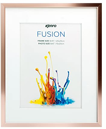 Kenro Fusion Series Rose Gold Metal Photo Frame 8x6 Inch / 15x20cm with Picture Mat for Photo 6x4 Inch / 10x15cm - FNC1015RG