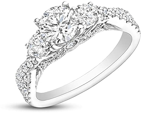 Molioaki Verlobungsring Damen 9 Karat (375) Weißgold Diamant Brillantschliff 5A Zirkonia Ring 1.5kt Weißgold Ring Damen mit CZ-60