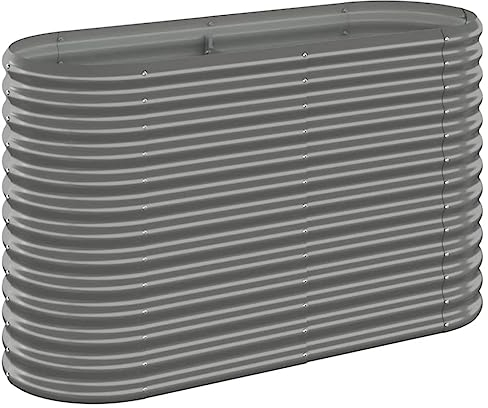 vidaXL Hochbeet, Wetterfestes Hochbeet für Garten Balkon Terrasse, Kräuterhochbeet zum Selber Bauen, Pflanzkasten aus Metall, Verzinkter Stahl Grau