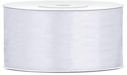 Libetui 25 Meter Satinband Weiß 50mm Schleifenband weiß Dekoband weißes Geschenkband weiss Hochzeitsdeko Band Stoffband weiße Schleife 5cm