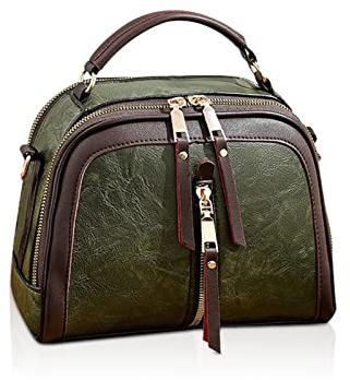 NICOLE & DORIS Umhängetasche Klein Damen Handtasche Damen Schultertasche PU Leder Tasche Handytaschen Crossbody Bag mit Mehreren Taschen Messenger Bag Brieftasche Grün