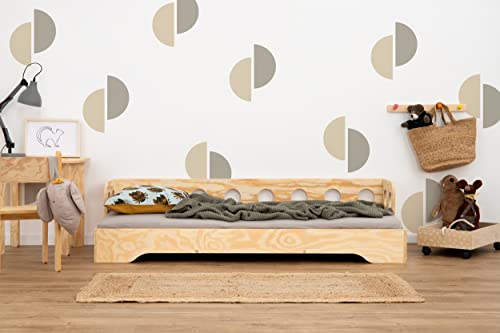 smartwood TILA 5 Kinderbett 90x200 | Montessori Bodenbett mit Lattenrost & Rausfallschutz | Für Jungen & Mädchen | Sicheres und Robustes Holzbett für Kinder ab 3 Jahren