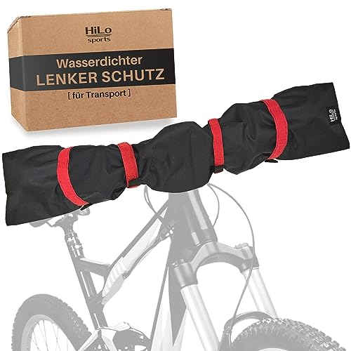 HiLo sports Lenkerschutzhülle E-Bike wasserdicht - [Für alle Fahrradlenker] - Passt auch für große Lenker mit Hörnchen - Reißfester Fahrrad Transportschutz - Fahrradschutz Heckträger (Rot)