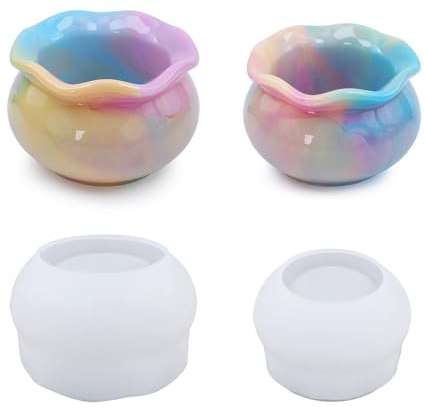 Finyoffiy 2 Stück Jar Resin Silikonform Epoxidharz Silikonform Vorratsdosen Gießform Formen Silikon Gießharz Moulds für DIY Mini-Aquarium, Schmuckaufbewahrung, Heimdekoration (L+S)