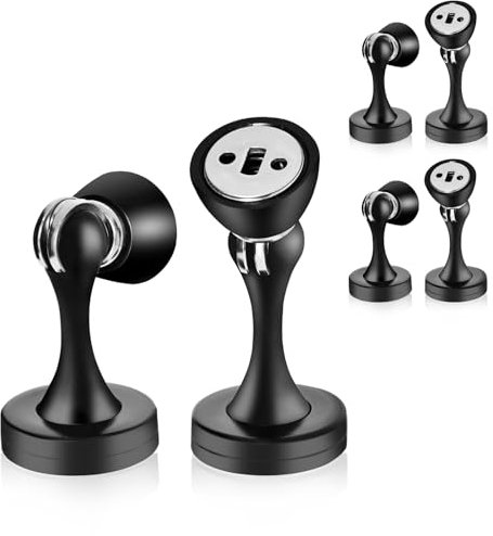 HOMOTEK 6 Pack Magnetic Door Stopper, Magnet Door Stop Heavy Duty Zinc& Rubber Tip Magnetic Door Catch Door Holder, Door Handle and Wall Protector(Black)