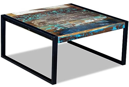 GuyAna Couchtisch Altholz 80x80x40 cm Couchtisch Hoch Couchtisch Industrial Baumkantentisch