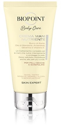 Biopoint - Pflegende Handcreme, angereichert mit Sheabutter, Mandelöl und Glycerin, reparierende Handcreme für trockene und rissige Haut, 75 ml
