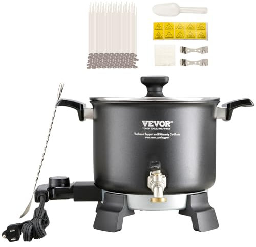 VEVOR Pour Wax Large Electric Melting Pot 4 Level Temperature Control Easy Clean for Candles, Soap, Cream, Beauty, Bulk Production, Business or Home, Black/White