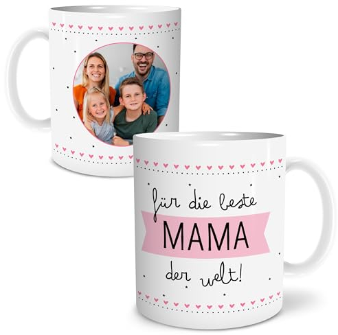 OWLBOOK® Beste Mama Tasse mit Foto bedrucken lassen I Fotogeschenke personalisiert I Foto Tasse mit eigenen Fotos I Fototasse mit 4 Fotos & Text selbst gestalten I Mama Geschenke