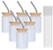 Lsqoop Mini Drinking Glasses 6pcs Set - 3.5oz Small Shot Can Glass with Straw Brushes and Bamboo Lids Cute Mini Coffee Glass Funny Gifts Idea for Cocktail, Whiskey,Kids Drinks (Frosted)