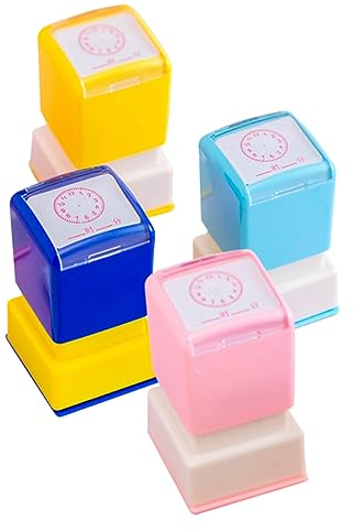 4 Stück Stempeluhr für Kinder belohnung kinder kinderuhren Kinderspielzeug Geschenke Partyspielzeug für Kinder Zeitstempel Macaron Briefmarke ermutigen Siegel Student Dichtungen