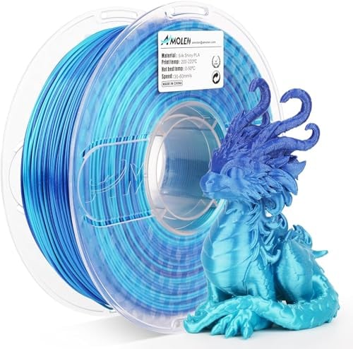 AMOLEN Silk PLA 3D Drucker Filament, PLA Filament 1.75mm Silk Gradient Himmel blau,Farbwechsel 3D Druck Filament Maßhaltigkeit +/- 0.02mm 1kg Spule (2.2lbs)