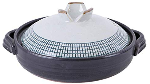 Chfkun Soupière en céramique Pure avec Couvercle à Double poignée, cocotte Ronde Noire en céramique à feu Ouvert/Pot en Argile/Pot en Terre Cuite/ustensile de Cuisine en céramique avec Couvercle r