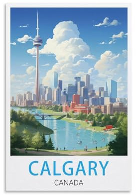 LNUYITR Calgary Canada Vintage-Reiseposter, 20 x 30 cm, Leinwand-Kunst-Poster und Wandkunst, Bilddrucke, modernes Heim-, Schlafzimmer-Dekor-Poster