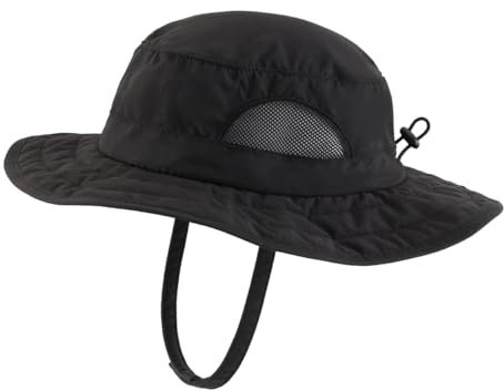 Magracy Chapeau de soleil Adventure pour enfant en maille filet à large bord UPF 50+ réglable, Noir , taille unique