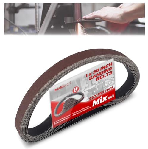 Set di nastri abrasivi, 25 x 762 mm, confezione da 15 pezzi con grana 80/120/150/240/400, nastri abrasivi in ossido di alluminio per la lavorazione del legno