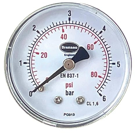 50mm pressure gauge (0 to 6 Bar Back Connection)
