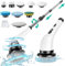 yorraka Cepillo Electrico Limpieza Hogar - Electric Spin Power Scrubber - 9 Cepillo Reemplazables y Mango Ajustable Fregadora Electrica - Estropajo Eléctrico Giratorio para Baño Cocina (Blanco-Negro)