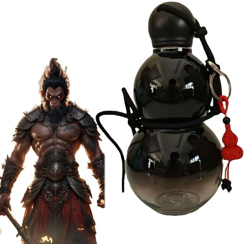 Sun Wukoug Gourde – Bouteille d'eau de sport d'inspiration rétro chinoise de 900 ml pour salle de sport, durable et attrayante, compagnon de voyage parfait pour les fans de mythe Wu Koug (noir)