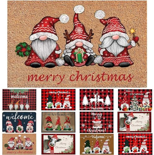 Kokos Fußmatte Weihnachten für Innen und Außen - Schmutzfangmatte Natur, Kokosmatte Outdoor Merry Christmas, Wetterfest und rutschfest für Flur, Terrasse, Eingangsbereich - 40x60cm
