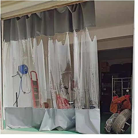 Rideaux d'extérieur en plastique PVC transparent imperméable avec panneaux latéraux transparents pour porche, pergola, terrasse, tonnelle, jardin - Rideau de séparation avec œillets - 500 x 250 cm