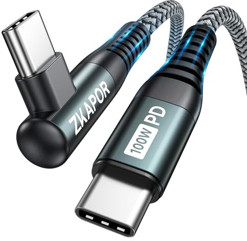 ZKAPOR Cable USB C a USB C 100W, 1M PD3.0 Cable Tipo C Carga Rapida 20V/5A Nylon Trenzado Cable Tipo C para iPhone 16/16 Pro Max/15, Samsung Galaxy S24/S23, Pad Pro/Air, Huawei P60/Mate 60, Pixel 9