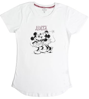 Disney Minnie Mouse T-Shirt für Damen Happy Moments Oberteil Frauen Shirt Top Weiß