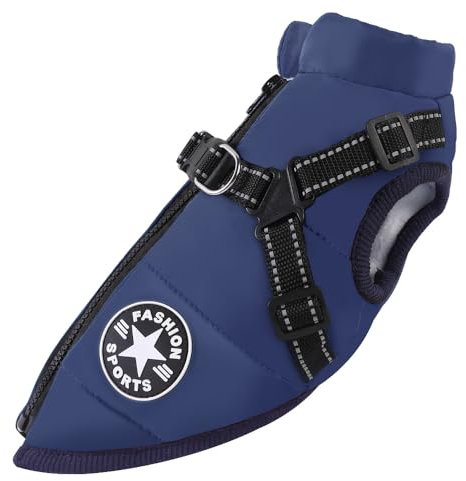 nordseepfote Wasserfester Hundemantel Extreme wasserdichte Winter Hundejacke mit Reflektoren, Ärmelose gefütterte Weste, Integriertes Geschirr, Perfekt für kalte Tage