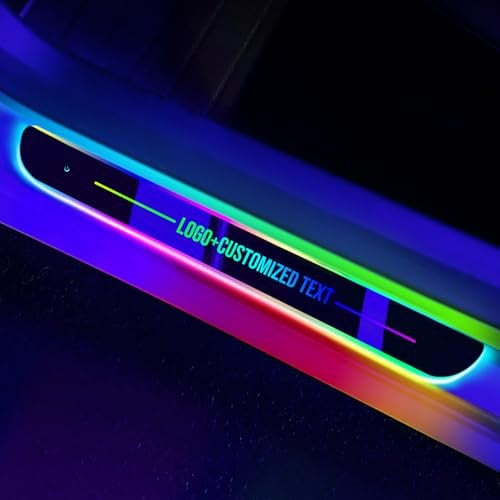 Custom Logo and Text Car Door Sill Lights Auto-Sensing, Personalised LED Welcome Gifts for Men Women, 7 Colors Magnetic Adsorption Wireless Pedal Light for All Cars