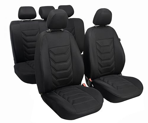 ERJOT Autobezüge Sitzbezüge Comfort Schonbezüge Komplet Set Universal Schwarz Cover (Schwarz)